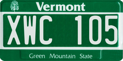 VT license plate XWC105