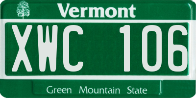 VT license plate XWC106