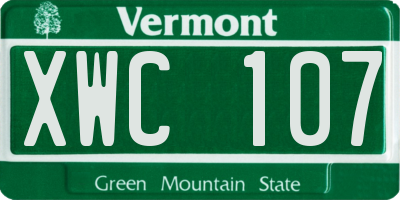 VT license plate XWC107