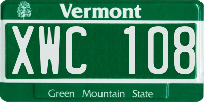 VT license plate XWC108