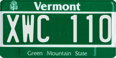 VT license plate XWC110