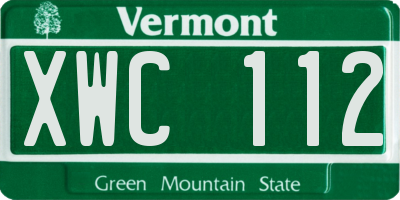VT license plate XWC112