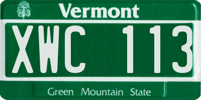 VT license plate XWC113