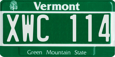 VT license plate XWC114