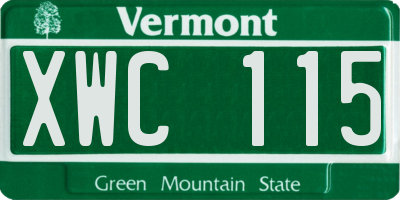 VT license plate XWC115