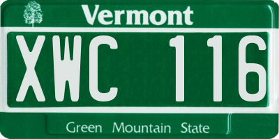 VT license plate XWC116