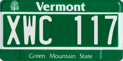 VT license plate XWC117