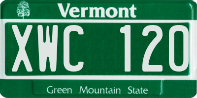 VT license plate XWC120