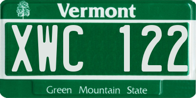 VT license plate XWC122