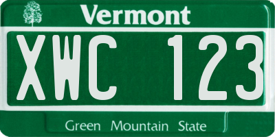 VT license plate XWC123