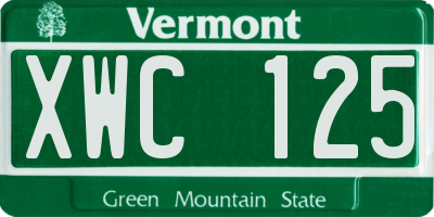 VT license plate XWC125