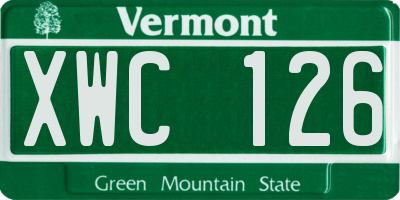 VT license plate XWC126