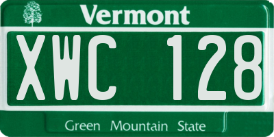 VT license plate XWC128