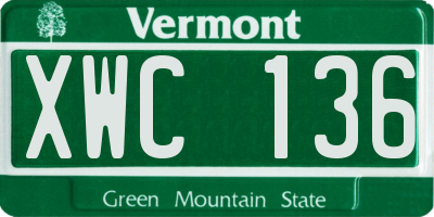 VT license plate XWC136