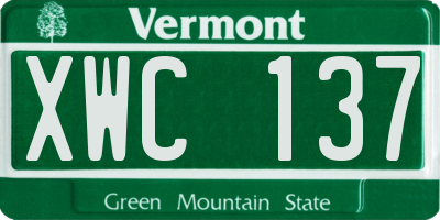 VT license plate XWC137