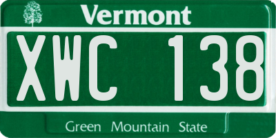 VT license plate XWC138