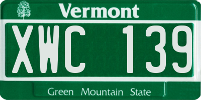 VT license plate XWC139