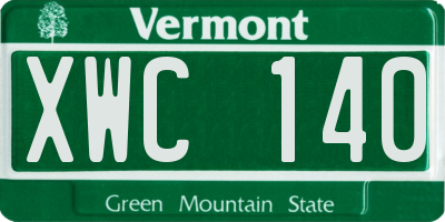 VT license plate XWC140