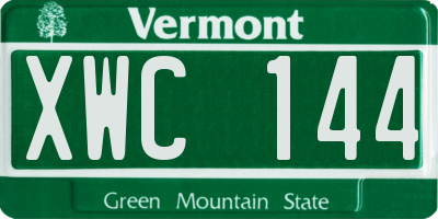 VT license plate XWC144