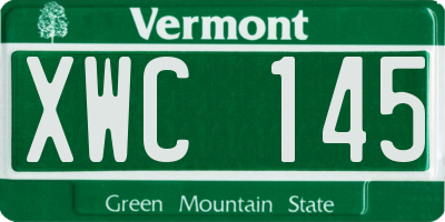 VT license plate XWC145
