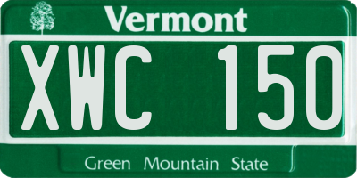 VT license plate XWC150
