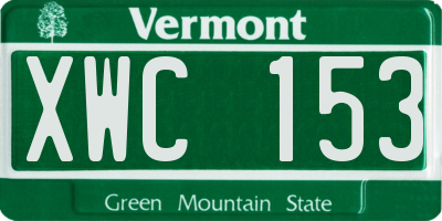 VT license plate XWC153