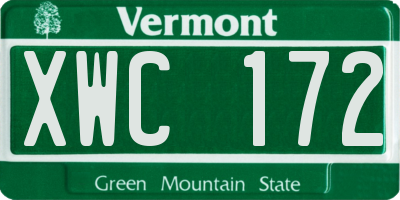 VT license plate XWC172