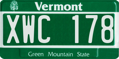 VT license plate XWC178