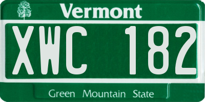 VT license plate XWC182
