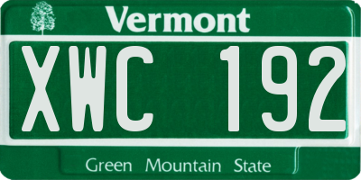 VT license plate XWC192