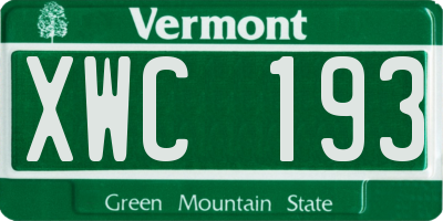 VT license plate XWC193