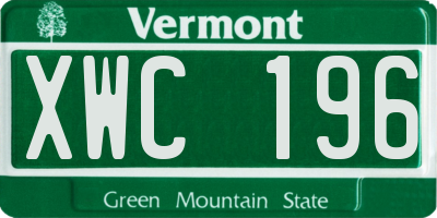 VT license plate XWC196