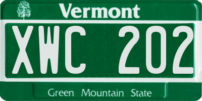 VT license plate XWC202