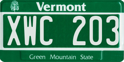 VT license plate XWC203