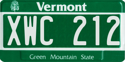 VT license plate XWC212