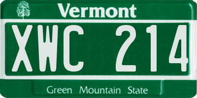 VT license plate XWC214