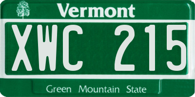 VT license plate XWC215