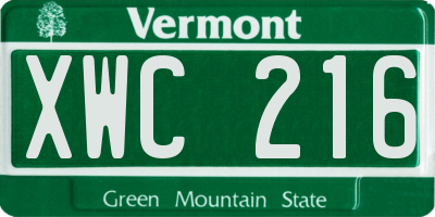 VT license plate XWC216