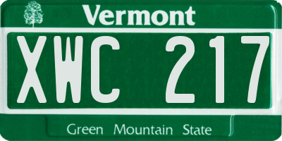 VT license plate XWC217