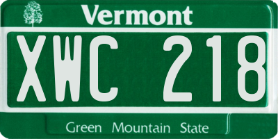 VT license plate XWC218