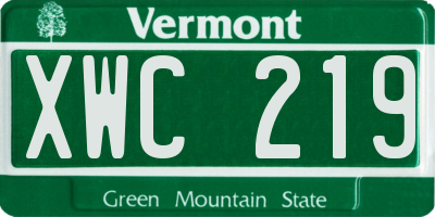 VT license plate XWC219