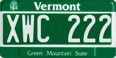 VT license plate XWC222