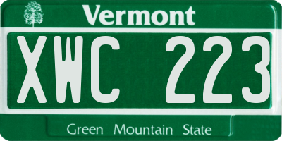 VT license plate XWC223