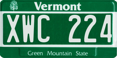 VT license plate XWC224
