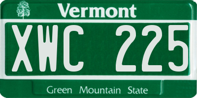 VT license plate XWC225