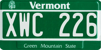 VT license plate XWC226