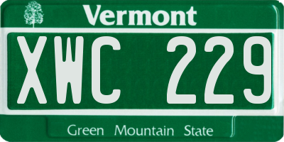 VT license plate XWC229
