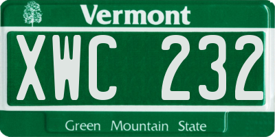VT license plate XWC232