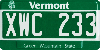 VT license plate XWC233