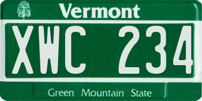 VT license plate XWC234